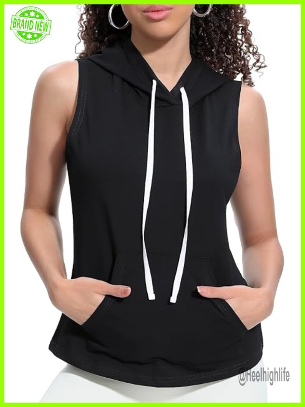 Sleeveless Hooded Tank Top with Cargo Pocket Lightweight Workout Vest